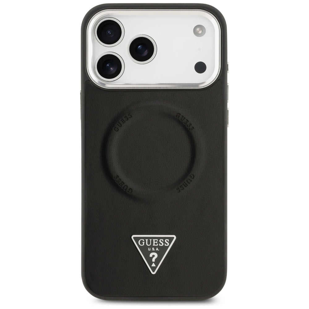 MagSafe-kotelo Apple iPhone 17 Pro Maxille, Guess, Triangle Logo, Musta Hopea