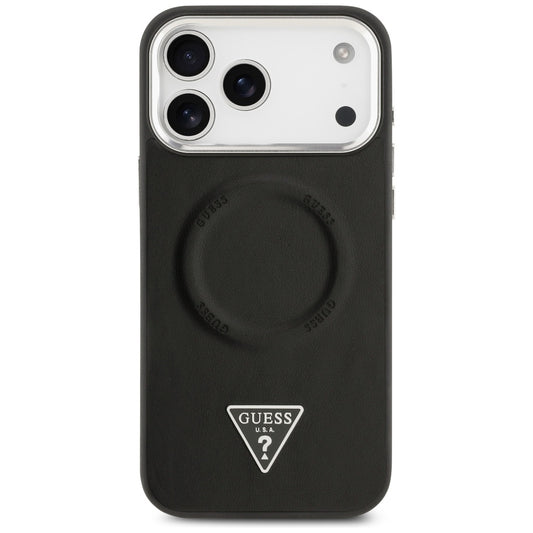 MagSafe-kotelo Apple iPhone 17 Pro Maxille, Guess, Triangle Logo, Musta Hopea