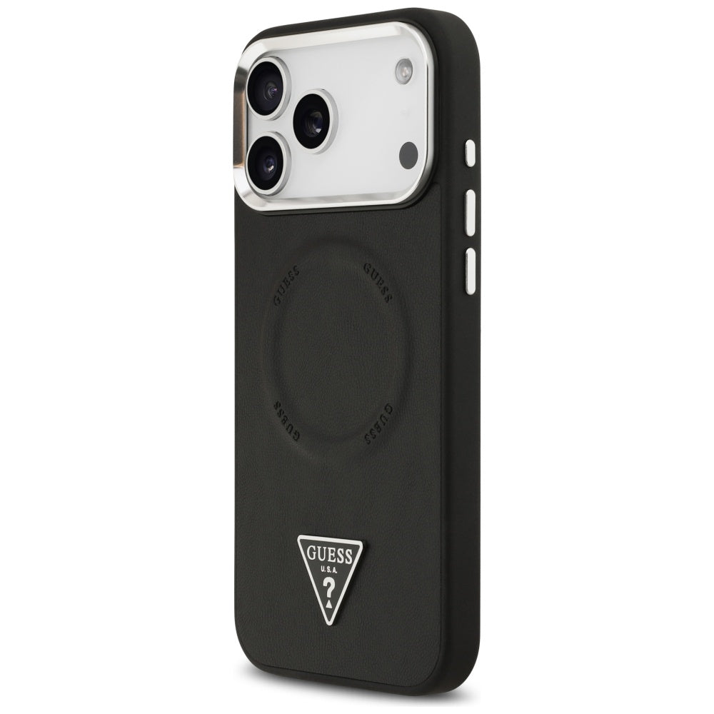 MagSafe-kotelo Apple iPhone 17 Pro Maxille, Guess, Triangle Logo, Musta Hopea