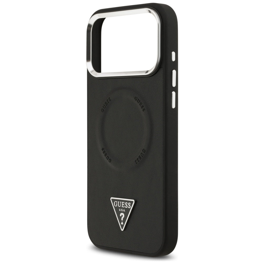 MagSafe-kotelo Apple iPhone 17 Pro Maxille, Guess, Triangle Logo, Musta Hopea