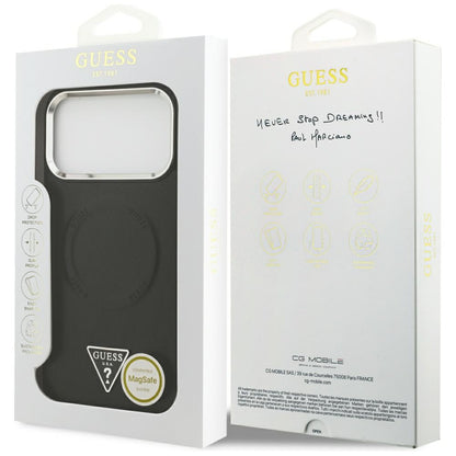 MagSafe-kotelo Apple iPhone 17 Pro Maxille, Guess, Triangle Logo, Musta Hopea