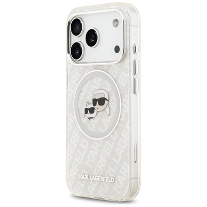 MagSafe-kotelo Apple iPhone 17 Pro Maxille, Karl Lagerfeld, Glitter Karl & Choupette Head, Valkoinen