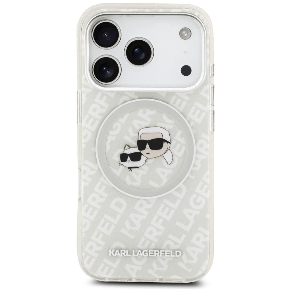 MagSafe-kotelo Apple iPhone 17 Pro Maxille, Karl Lagerfeld, Glitter Karl & Choupette Head, Valkoinen
