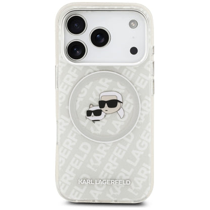 MagSafe-kotelo Apple iPhone 17 Pro Maxille, Karl Lagerfeld, Glitter Karl & Choupette Head, Valkoinen