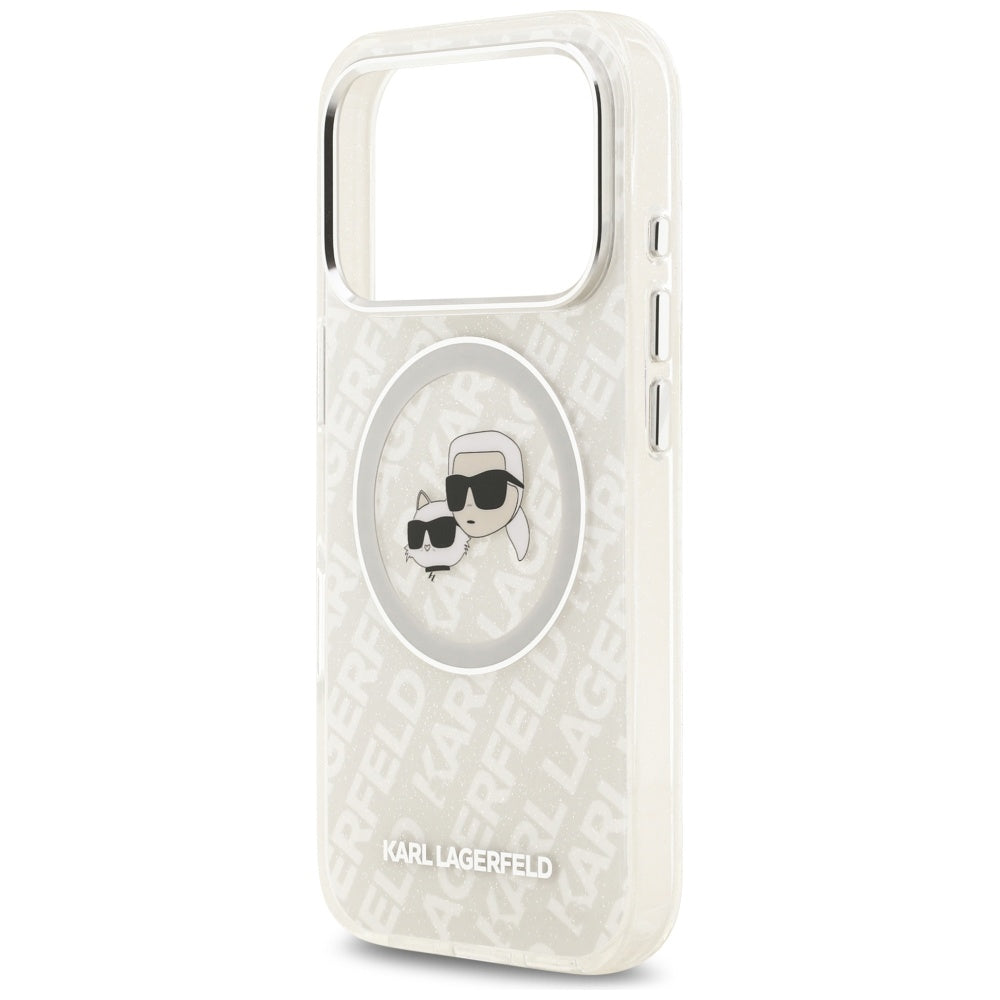 MagSafe-kotelo Apple iPhone 17 Pro Maxille, Karl Lagerfeld, Glitter Karl & Choupette Head, Valkoinen