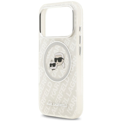 MagSafe-kotelo Apple iPhone 17 Pro Maxille, Karl Lagerfeld, Glitter Karl & Choupette Head, Valkoinen
