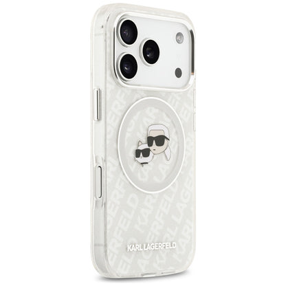 MagSafe-kotelo Apple iPhone 17 Pro Maxille, Karl Lagerfeld, Glitter Karl & Choupette Head, Valkoinen