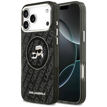 MagSafe-kotelo Apple iPhone 17 Pro Maxille, Karl Lagerfeld, Glitter Karl & Choupette Head, Musta