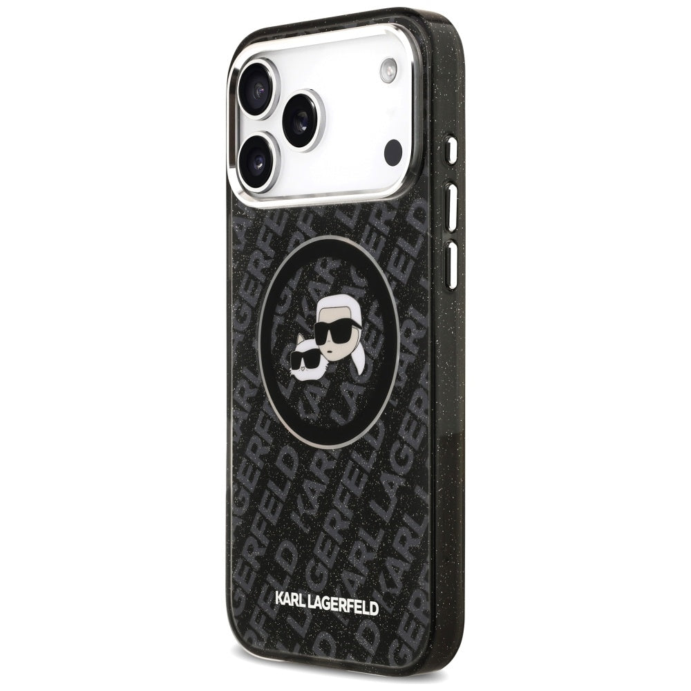 MagSafe-kotelo Apple iPhone 17 Pro Maxille, Karl Lagerfeld, Glitter Karl & Choupette Head, Musta