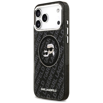 MagSafe-kotelo Apple iPhone 17 Pro Maxille, Karl Lagerfeld, Glitter Karl & Choupette Head, Musta
