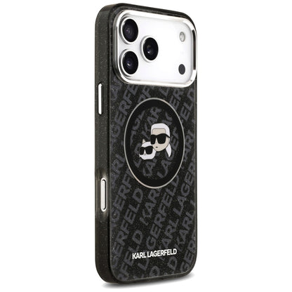 MagSafe-kotelo Apple iPhone 17 Pro Maxille, Karl Lagerfeld, Glitter Karl & Choupette Head, Musta