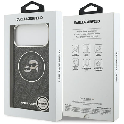 MagSafe-kotelo Apple iPhone 17 Pro Maxille, Karl Lagerfeld, Glitter Karl & Choupette Head, Musta