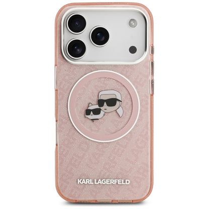 MagSafe-kotelo Apple iPhone 17 Pro Maxille, Karl Lagerfeld, Glitter Karl & Choupette Head, Pinkki
