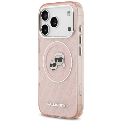 MagSafe-kotelo Apple iPhone 17 Pro Maxille, Karl Lagerfeld, Glitter Karl & Choupette Head, Pinkki