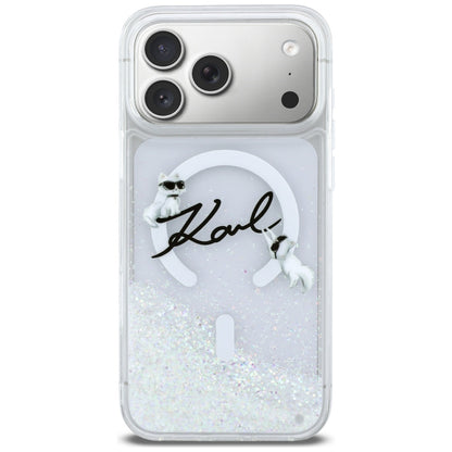 MagSafe-kotelo Apple iPhone 17 Pro Maxille, Karl Lagerfeld, Glitter Karl Script Logo, Läpinäkyvä