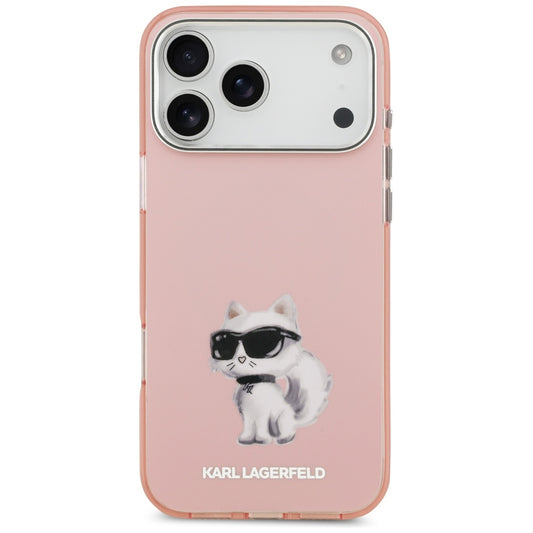 MagSafe-kotelo Apple iPhone 17 Pro Maxille, Karl Lagerfeld, IML Aquarelle Logo Choupette, Pinkki