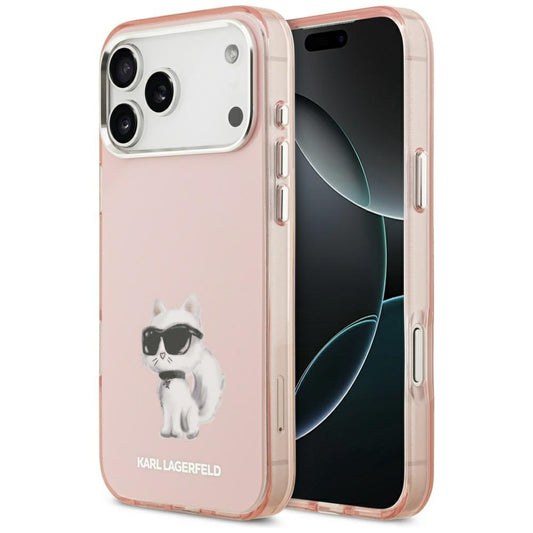 MagSafe-kotelo Apple iPhone 17 Pro Maxille, Karl Lagerfeld, IML Aquarelle Logo Choupette, Pinkki