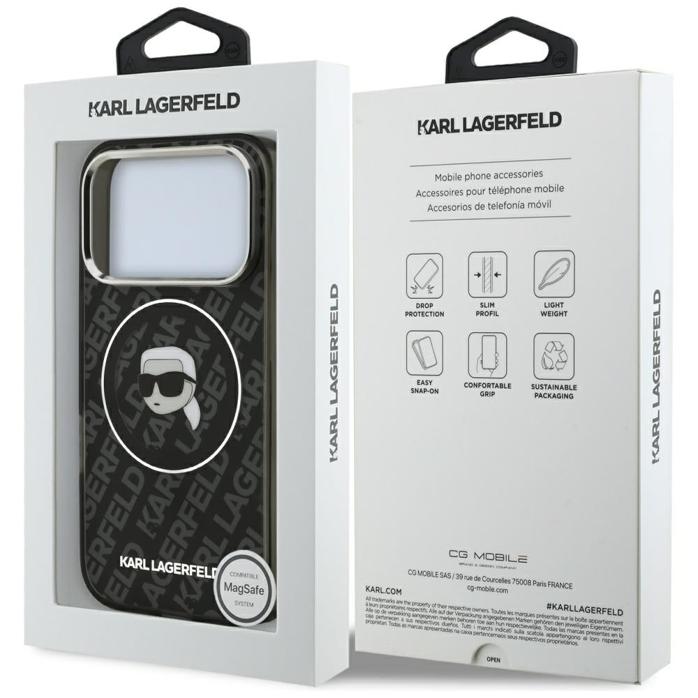 MagSafe-kotelo Apple iPhone 17 Pro Maxille, Karl Lagerfeld, IML Karl`s Head, Musta