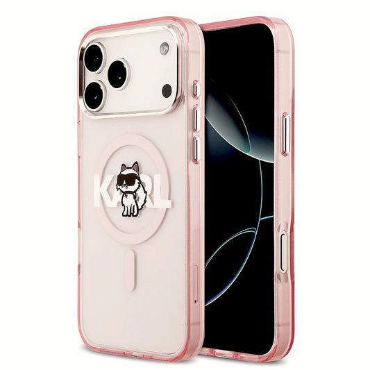 MagSafe-kotelo Apple iPhone 17 Pro Maxille, Karl Lagerfeld, IML Sketch Logo Choupette, Pinkki