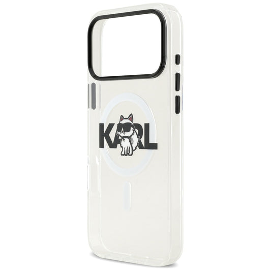 MagSafe Case for Apple iPhone 17 Pro Max, Karl Lagerfeld, IML Sketch Logo Choupette, Transparent