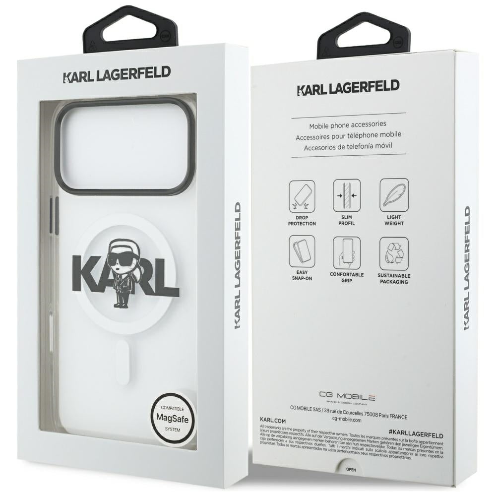 MagSafe-kotelo Apple iPhone 17 Pro Maxille, Karl Lagerfeld, IML Sketch Logo Karl, Läpinäkyvä