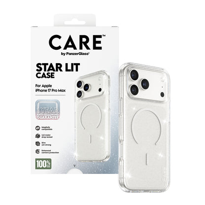 MagSafe-kotelo Apple iPhone 17 Pro Maxille, PanzerGlass, Care Urban Explorer Star Lit, Läpinäkyvä Valkoinen