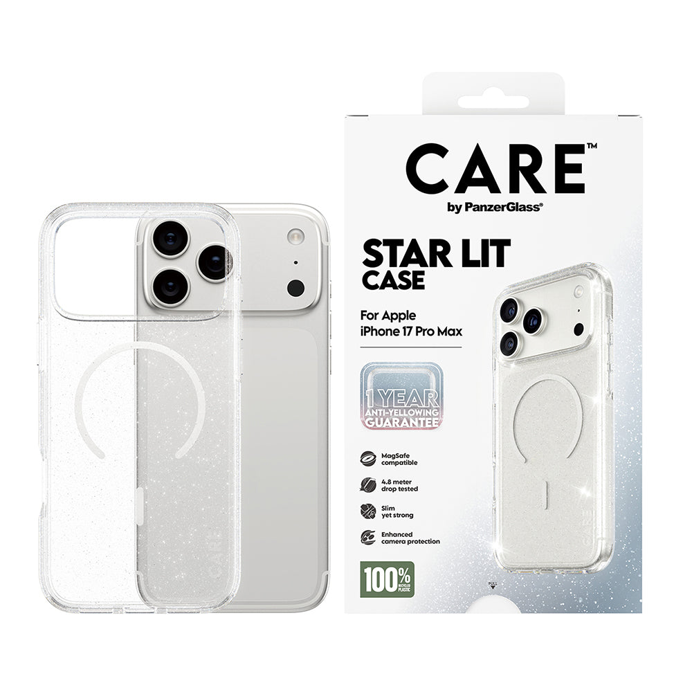 MagSafe-kotelo Apple iPhone 17 Pro Maxille, PanzerGlass, Care Urban Explorer Star Lit, Läpinäkyvä Valkoinen