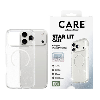 MagSafe-kotelo Apple iPhone 17 Pro Maxille, PanzerGlass, Care Urban Explorer Star Lit, Läpinäkyvä Valkoinen