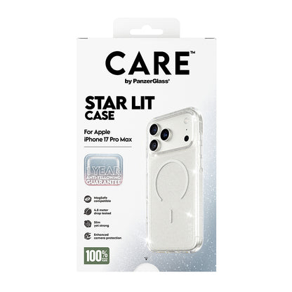 MagSafe-kotelo Apple iPhone 17 Pro Maxille, PanzerGlass, Care Urban Explorer Star Lit, Läpinäkyvä Valkoinen