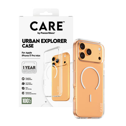 MagSafe-kotelo Apple iPhone 17 Pro Maxille, PanzerGlass, Care Urban Explorer, Valkoinen Läpinäkyvä