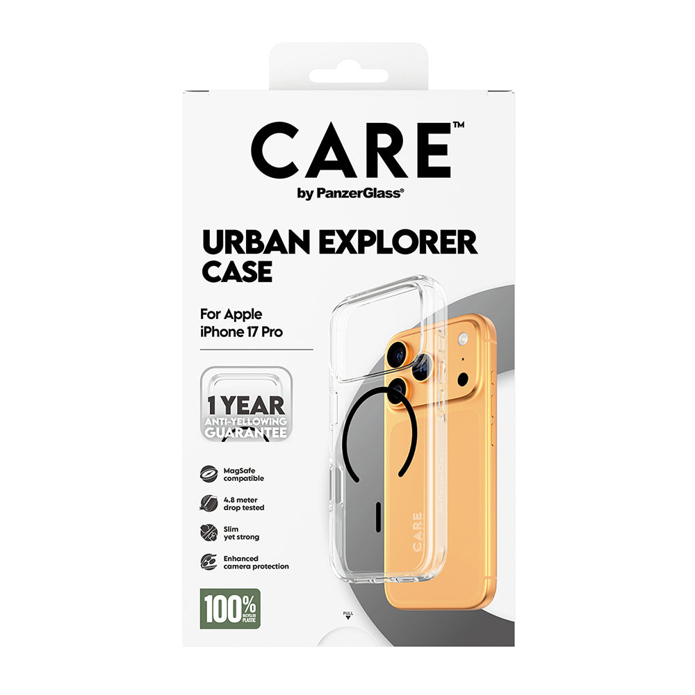 MagSafe-kotelo Apple iPhone 17 Pro Maxille, PanzerGlass, Care Urban Explorer, Musta Läpinäkyvä