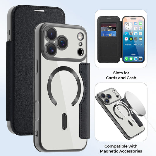 MagSafe-kotelo Apple iPhone 17 Pro Maxille, Techsuit, SmartMag Book, Musta