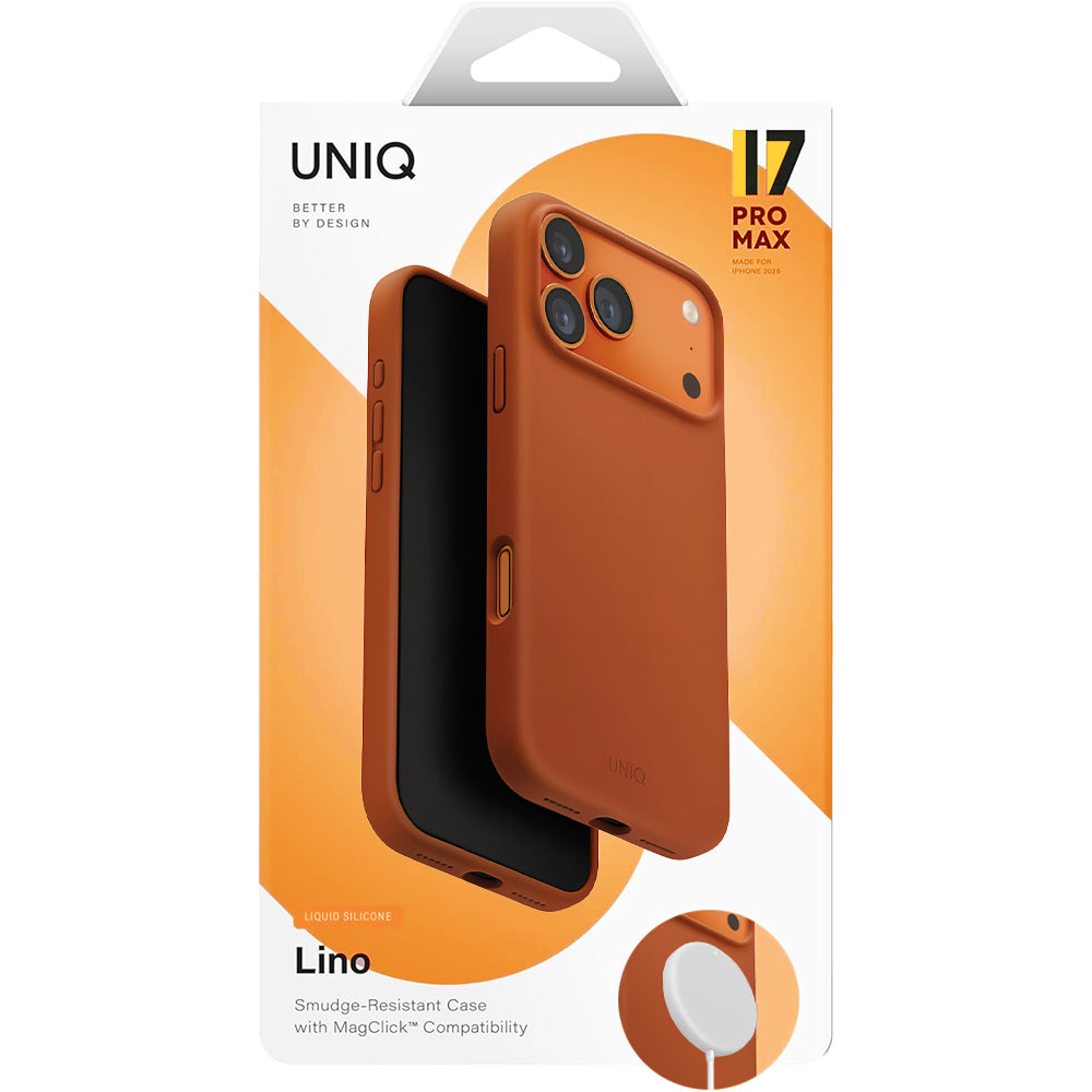 MagSafe-kotelo Apple iPhone 17 Pro Maxille, UNIQ, Lino MagClick, Tummanoranssi