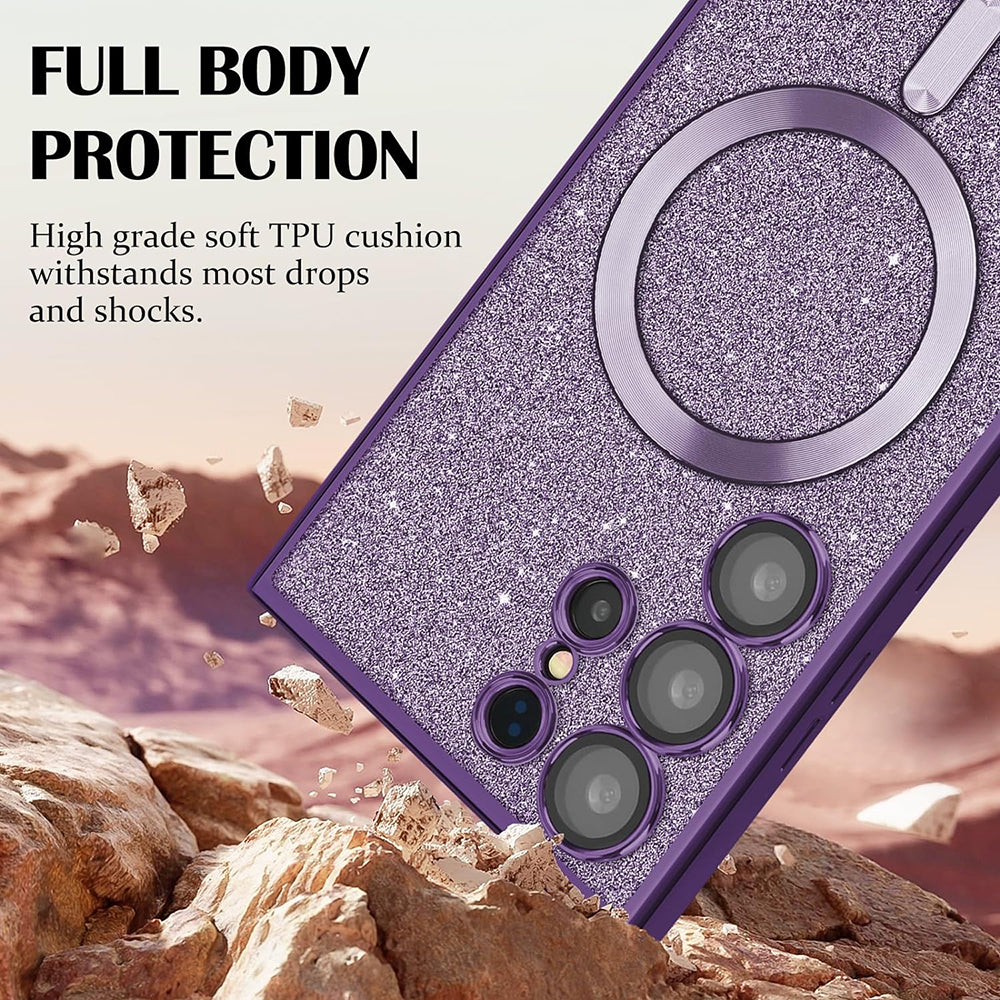 MagSafe-kotelo Apple iPhone 17 Prolle, Techsuit, Luxury Glitter, Kultainen Vaaleanpunainen