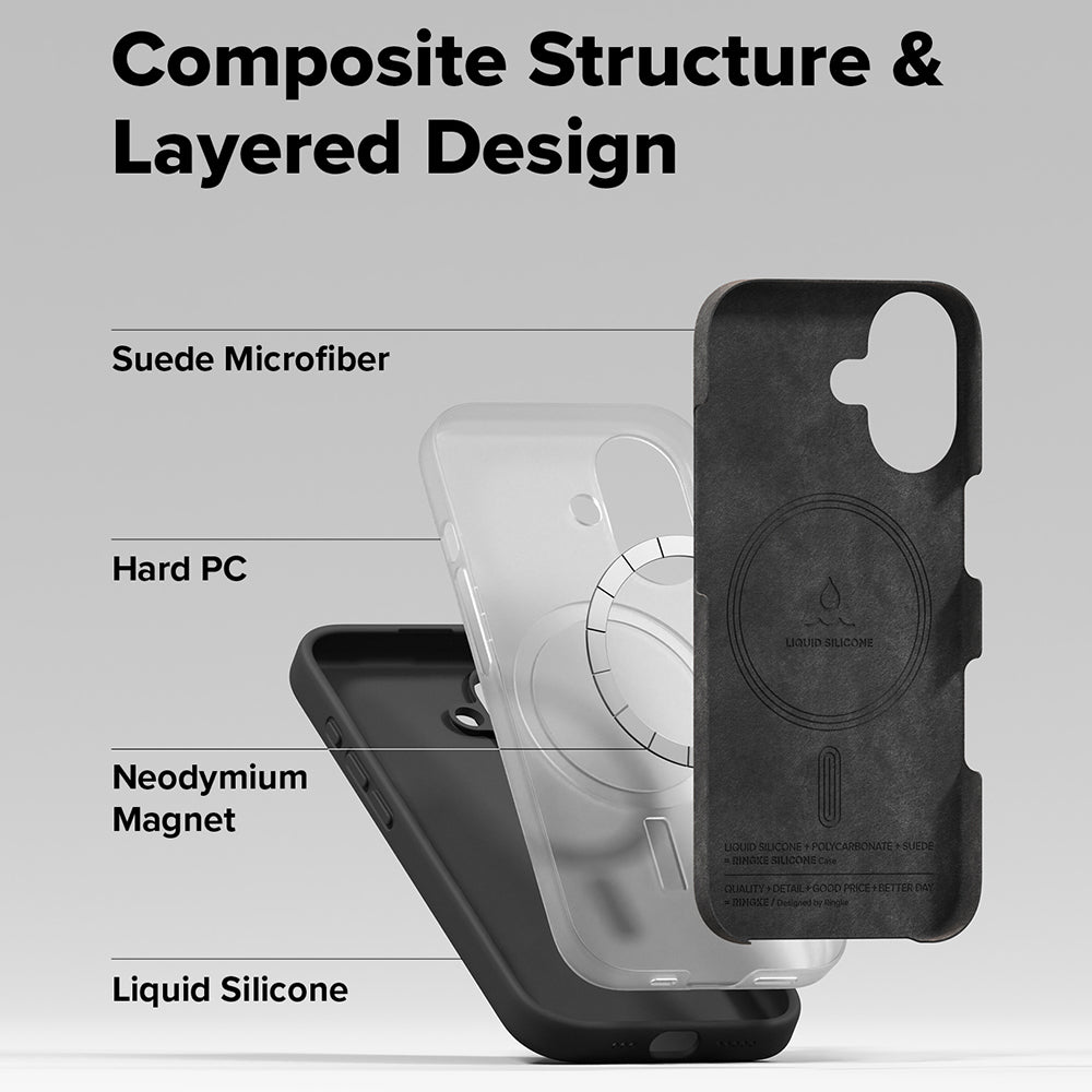 MagSafe-kotelo Apple iPhone 17:lle, Ringke, Silikoni, Musta