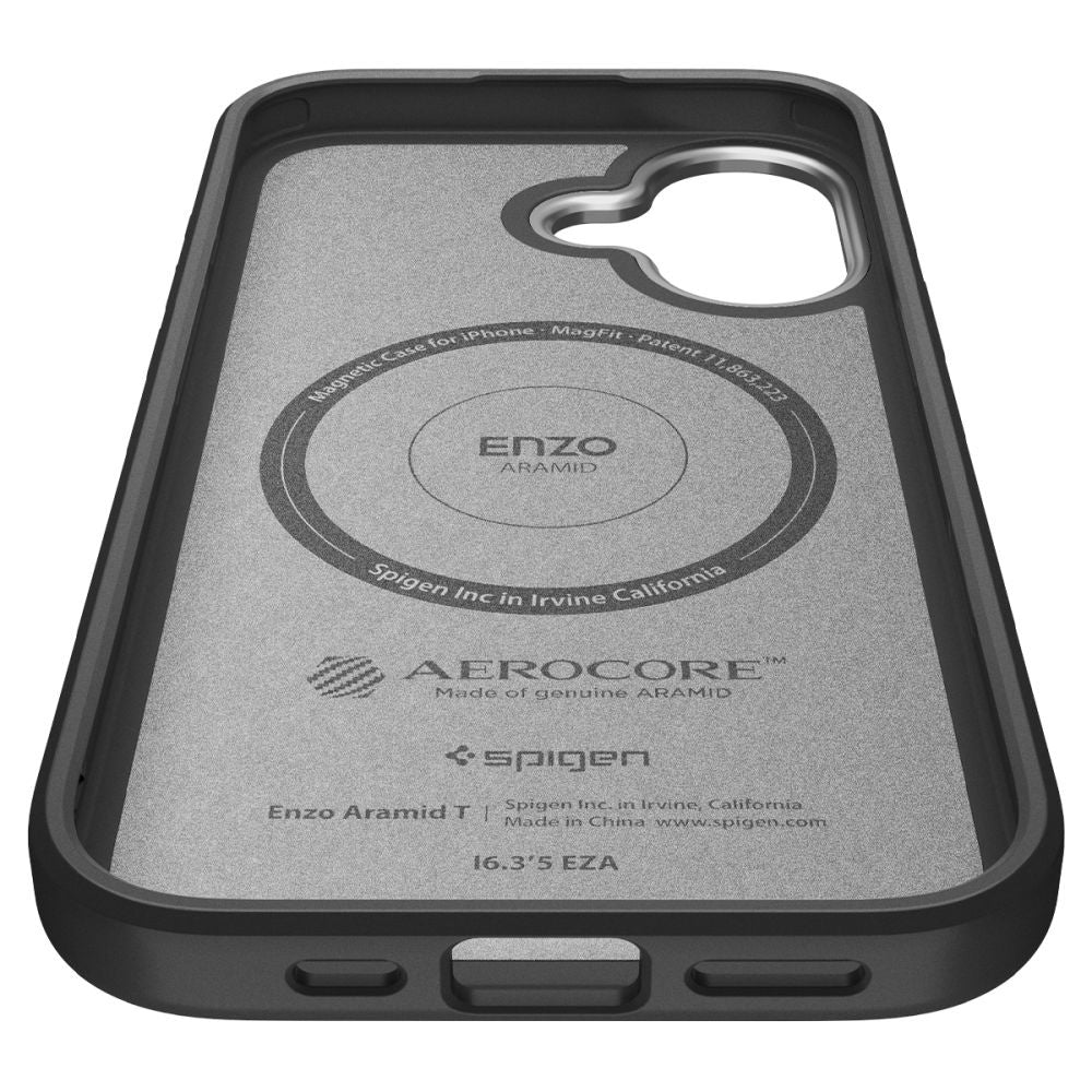 MagSafe-kotelo Apple iPhone 17:lle, Spigen, Enzo Aramid T, Musta Hopea