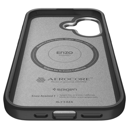 MagSafe-kotelo Apple iPhone 17:lle, Spigen, Enzo Aramid T, Musta Hopea