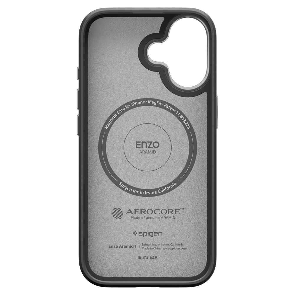 MagSafe-kotelo Apple iPhone 17:lle, Spigen, Enzo Aramid T, Musta Hopea