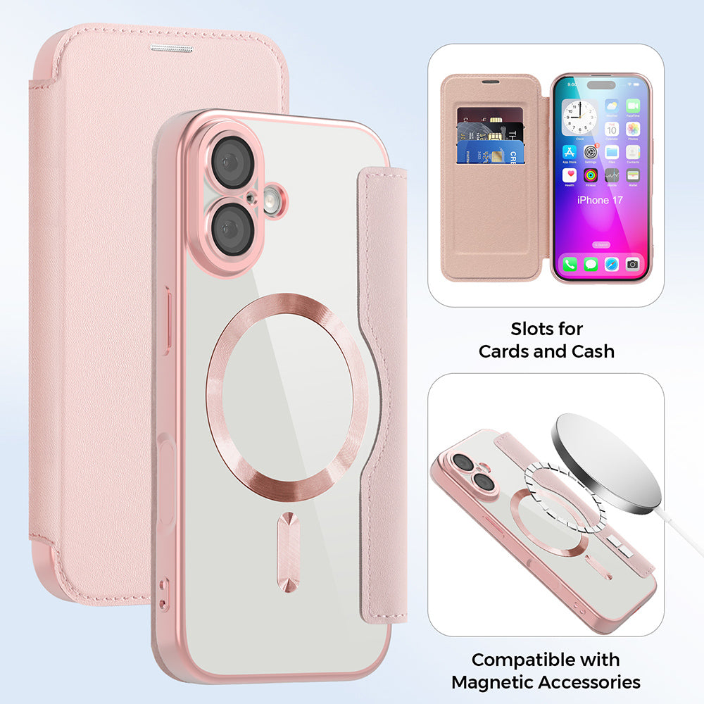 MagSafe-kotelo Apple iPhone 17:lle, Techsuit, SmartMag Book, Pinkki