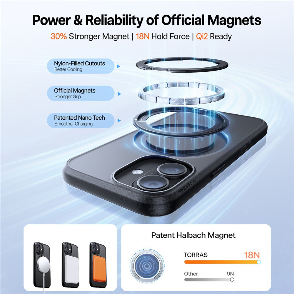 MagSafe-kotelo Apple iPhone 17:lle, Torras, Ostand Pro, Musta