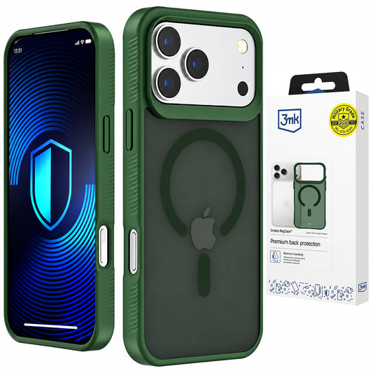 MagSafe-kuori Apple iPhone 18 Pro / 17 Pro -puhelimelle, 3MK, Smoke MagCase, vihreä