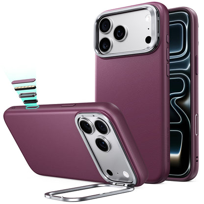 MagSafe-kuori Apple iPhone 18 Pro / 17 Pro:lle, ESR, Atelier jalustalla, Tummanpunainen satiinipintainen