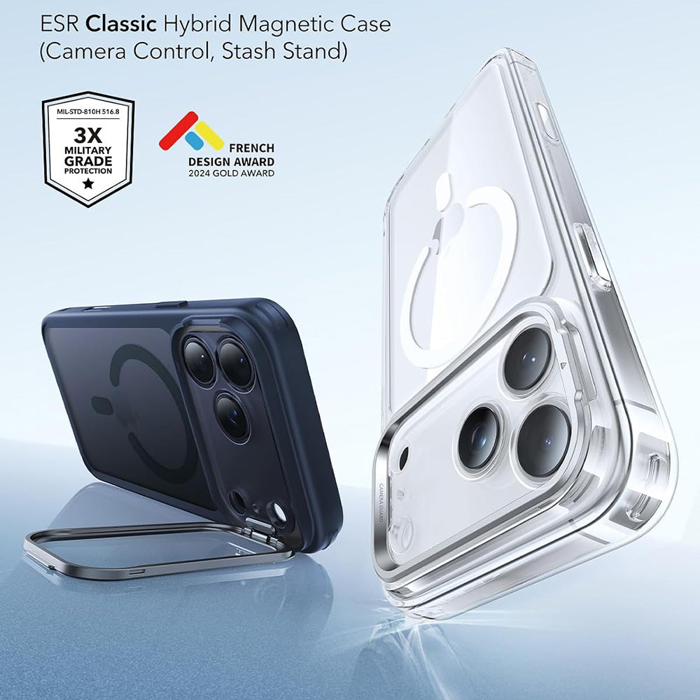 MagSafe-kuori Apple iPhone 18 Pro / 17 Pro:lle, ESR, Classic Hybrid Kickstand, satiininsininen