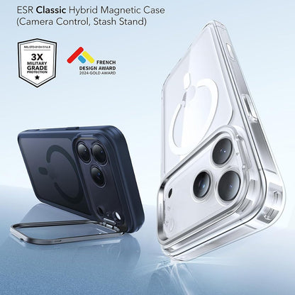 MagSafe-kuori Apple iPhone 18 Pro / 17 Pro:lle, ESR, Classic Hybrid Kickstand, satiininsininen