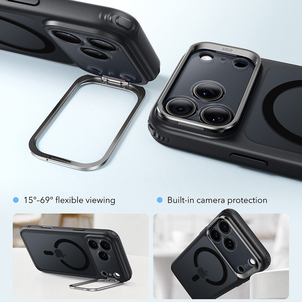 MagSafe-kuori Apple iPhone 18 Pro / 17 Pro:lle, ESR, Classic Hybrid Kickstand, Musta satiini