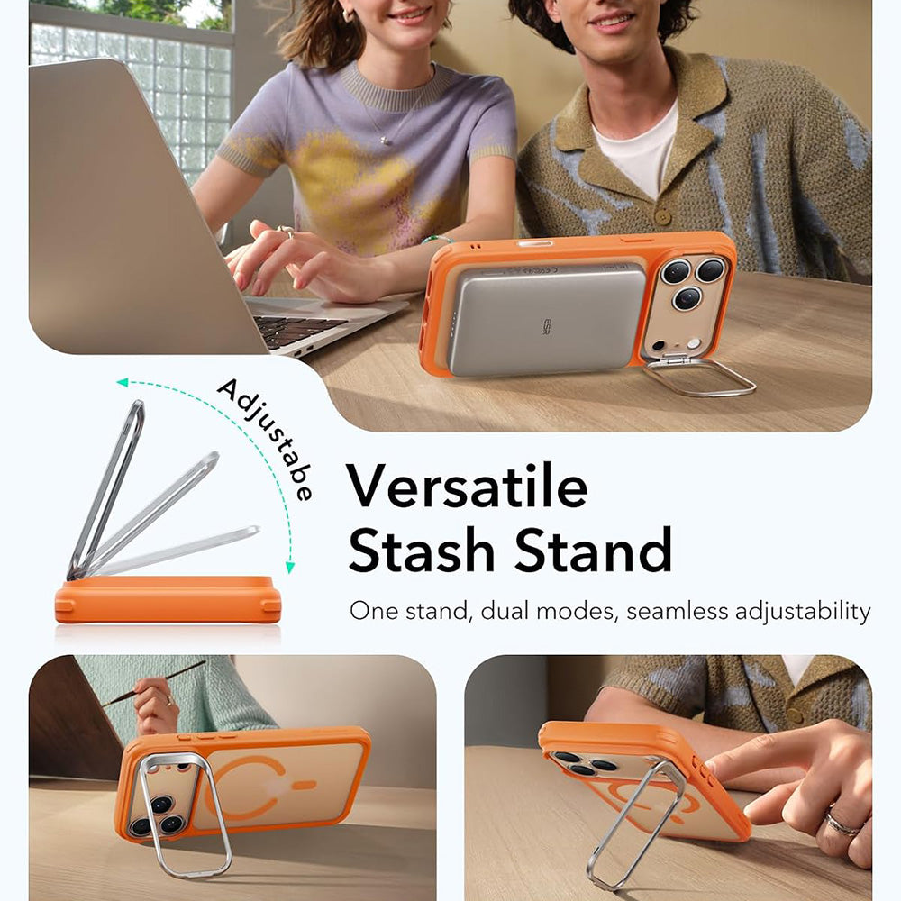 MagSafe-kuori Apple iPhone 18 Pro / 17 Pro:lle, ESR, Classic Hybrid Kickstand, satiininen oranssi
