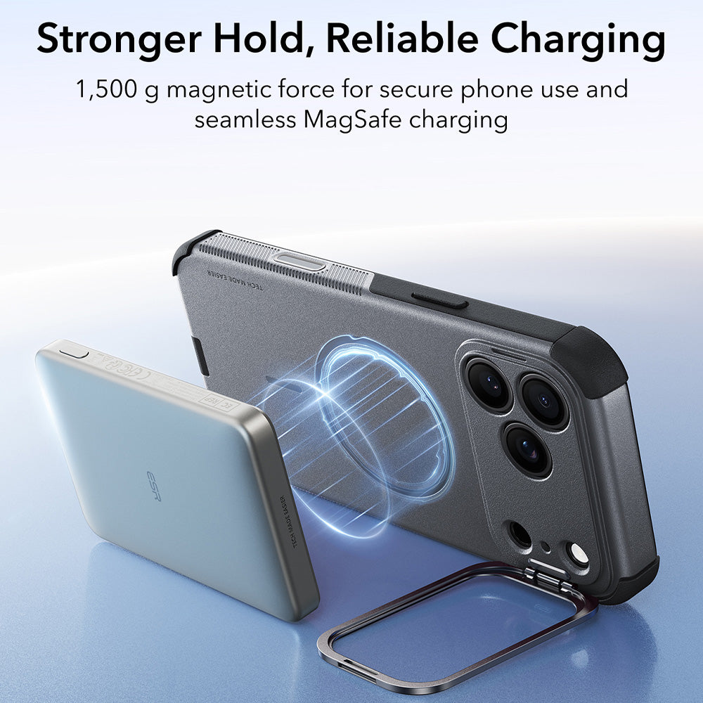 MagSafe-kuori Apple iPhone 18 Pro / 17 Pro:lle, ESR, Cyber Armor Kickstand, Harmaa