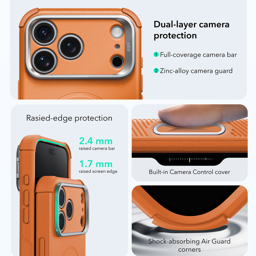 MagSafe-kuori Apple iPhone 18 Pro / 17 Pro:lle, ESR, Cyber Armor Kickstand, Oranssi