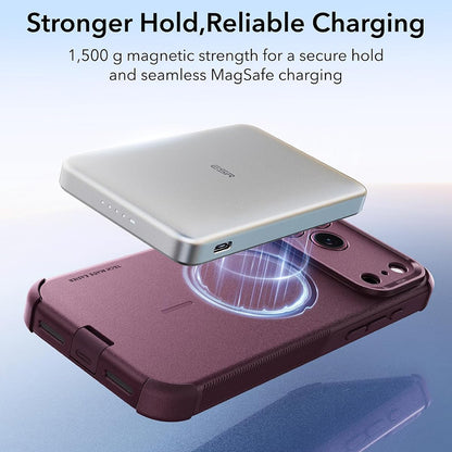 MagSafe-kuori Apple iPhone 18 Pro / 17 Pro -puhelimelle, ESR, Cyber, satiininen tummanviininpunainen