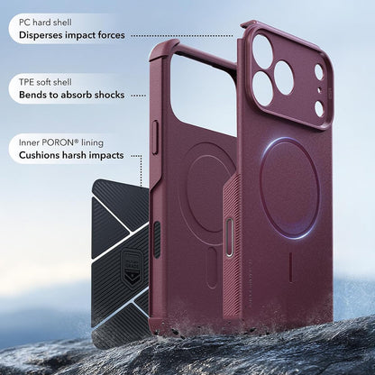 MagSafe-kuori Apple iPhone 18 Pro / 17 Pro -puhelimelle, ESR, Cyber, satiininen tummanviininpunainen